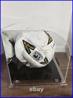 1998 LA Galaxy Team Signed Ball Signed by 12 players in case Los Angeles