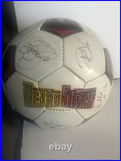 2002 New York Metrostars Team Signed Soccer Ball Clint Mathis Hologram COA