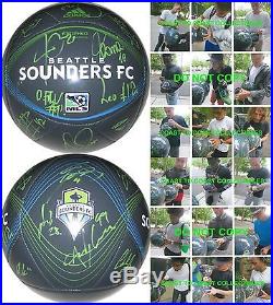 2015 Seattle Sounders, Team, Signed, Autographed, Logo Soccer Ball, Coa, With Proof