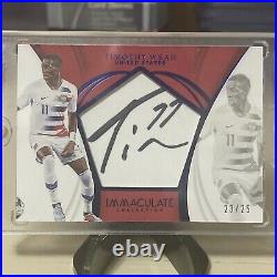 2018-19 PANINI IMMACULATE Timothy Weah USA AUTO BALL SWATCH RC /25 ROOKIE