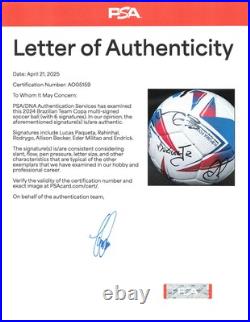 2024 Brazilian Team Signed Copa America Soccer Ball PSA Authentic 2024 Brazilian Team Signed Copa America Soccer Ball PSA Authentic