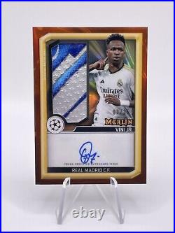 2024 Topps UEFA Merlin Vini Jr Merlin's Match Ball Signature Orange /25 Madrid
