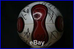 AdidasTeamgeist RED Official match ball 2006 Autographed by Bayer 04 Brand New