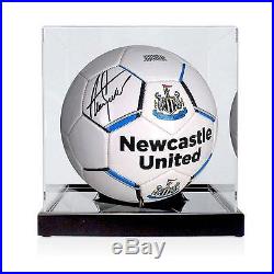 Alan Shearer Signed Newcastle Football Autographed Soccer Ball In Display Case