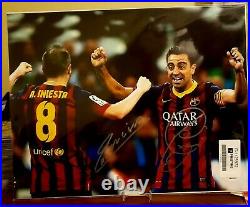 Andres Iniesta FC Barcelona Autographed 11 x 14 Xavi Signed Authentic COA PSA