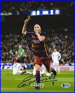 Andres Iniesta FC Barcelona Autographed 8 x 10 with Ball Photograph