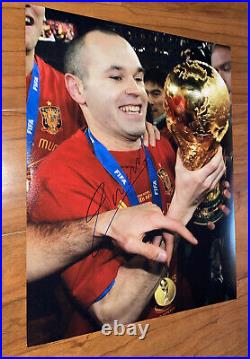 Andres Iniesta Signed 11x14 Photo With Proof