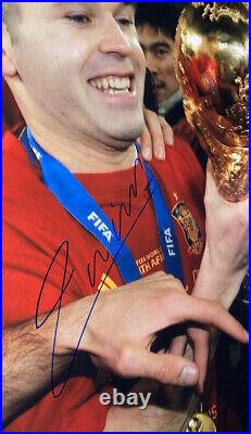 Andres Iniesta Signed 11x14 Photo With Proof