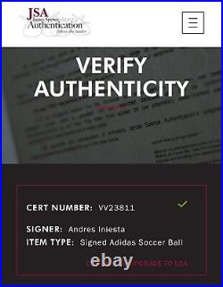 Andres Iniesta Spain Signed 2010 FIFA World Cup Soccer Ball JSA COA VV23811