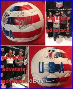 Authentic MALLORY PUGH, ASHLYN HARRIS signed USA Nike soccer ball PROOF nm USWNT