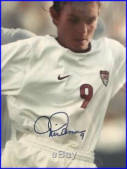 Authentic Mia Hamm Hand Signed Poster (Steiner Collectibles) Striking the Ball