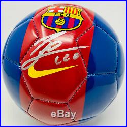 Barcelona Lionel Messi Signed Nike Soccer Ball Leo Blue Red Beckett BAS COA