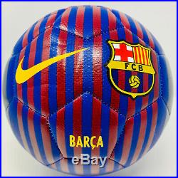 Barcelona Lionel Messi Signed Nike Soccer Ball Leo Striped Beckett BAS COA