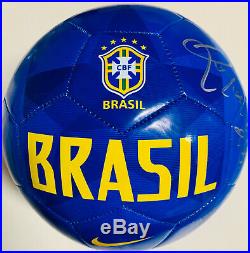 Brazil Ronaldinho Signed Nike Soccer Ball Autographed BAS Beckett COA Blue
