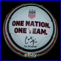 Carli Lloyd Autographed USA White Soccer Ball Inscribed 2X WC Champs JSA COA