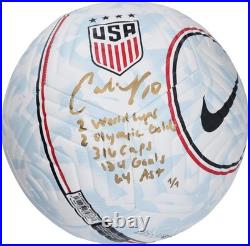 Carli Lloyd USWNT Signed Nike USA Logo Soccer Ball withInscs LE 1/1 in Gold