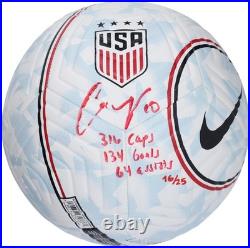 Carli Lloyd USWNT Signed Nike USA Logo Soccer Ball withInscs LE of 25 in Red