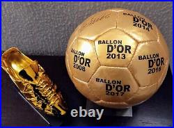 Cristiano Ronaldo Autographed Golden Ball and a Golden Boot Statue Cristiano Ronaldo Autographed Golden Ball and a Golden Boot Statue