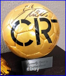Cristiano Ronaldo Autographed Golden Ball and a Golden Boot Statue Cristiano Ronaldo Autographed Golden Ball and a Golden Boot Statue