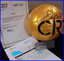 Cristiano Ronaldo Autographed Golden Ball and a Golden Boot Statue Cristiano Ronaldo Autographed Golden Ball and a Golden Boot Statue