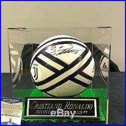 Cristiano Ronaldo Signed Auto Adidas Juventus Ball + UV Protective Display BAS