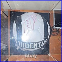 Cristiano Ronaldo Signed Juventus Soccer Ball GA COA Display Case