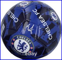 Enzo Fernandez Chelsea FC Autographed Chelsea Blue & Black Logo Soccer Ball