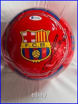 FC Barcelona Lionel Messi Signed Autographed Soccer Ball Beckett BAS