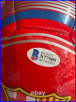 FC Barcelona Lionel Messi Signed Autographed Soccer Ball Beckett BAS