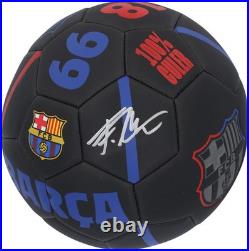 Fermin Lopez FC Barcelona Autographed Black Logo Soccer Ball