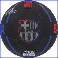 Fermin Lopez FC Barcelona Autographed Black Logo Soccer Ball