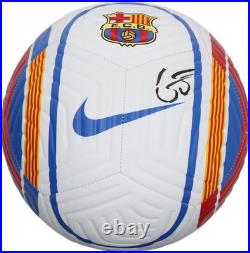 Gavi Barcelona Autographed White, Red and Blue Soccer Ball