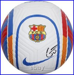 Gavi Barcelona Autographed White, Red and Blue Soccer Ball