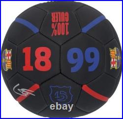 Gavi FC Barcelona Autographed Black Logo Soccer Ball