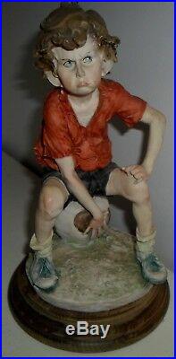 Guiseppe Armani Capodemonte Boy With Soccer Ball Figurine, Signed