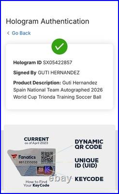 Guti Hernandez Authentic Signed 2026 World Cup Trionda Ball Fanatics Real Madrid