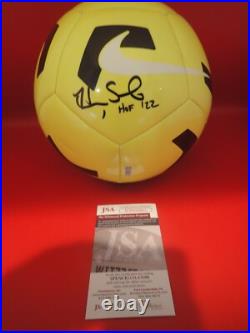 Hope Solo Signed Nike Soccer Ball With HOF 22 JSA WB456863