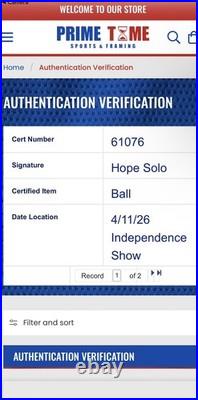 Hope Solo Signed Team USA Soccer Ball Primetime Cert Auto