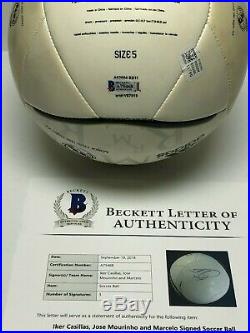 Iker Casillas Jose Mourinho Marcelo Signed Adidas Soccer Ball Beckett BAS A75468