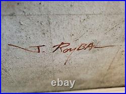 J Roybal signed Canvas Painting Kids Playing Ball Soccer rugby original no res