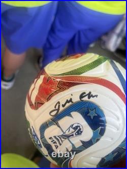Jill Ellis, Arsene Wegner, Andoni Zubizarreta Autographed FIFA Mini Soccer Ball