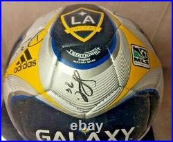 LA Galaxy Autographed 2009 Team Ball Sports Authority-Case and Stand