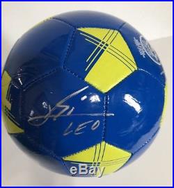 LEO MESSI Signed Autographed UEFA Champions Argentina Blue Soccer Ball COA