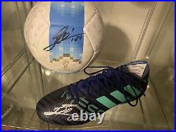 LIONEL LEO MESSI ADIDAS SIGNED AUTOGRAPHED SOCCER CLEAT & BALL Beckett COA