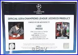 LIONEL MESSI Signed Barcelona UEFA Replica Trophy Display ICONS