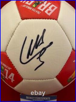 LUIS SUAREZ Signed Autographed Soccer Ball 2014 World Cup Uruguay Beckett BAS