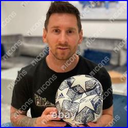 Lionel Messi Barcelona Signed Silver & White 2019-20 UEFA Champions League Ball