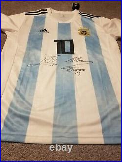 Lionel Messi Diego Maradona Signed Hand Argentina 2019/2020 + Proof + Coa Auto