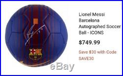 Lionel Messi Personally Hand Signed Barcelona Ball + Coa + Stand