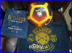 Lionel Messi Signed Barcelona Soccer Ball Plus El Clasico Towel +fan Guide